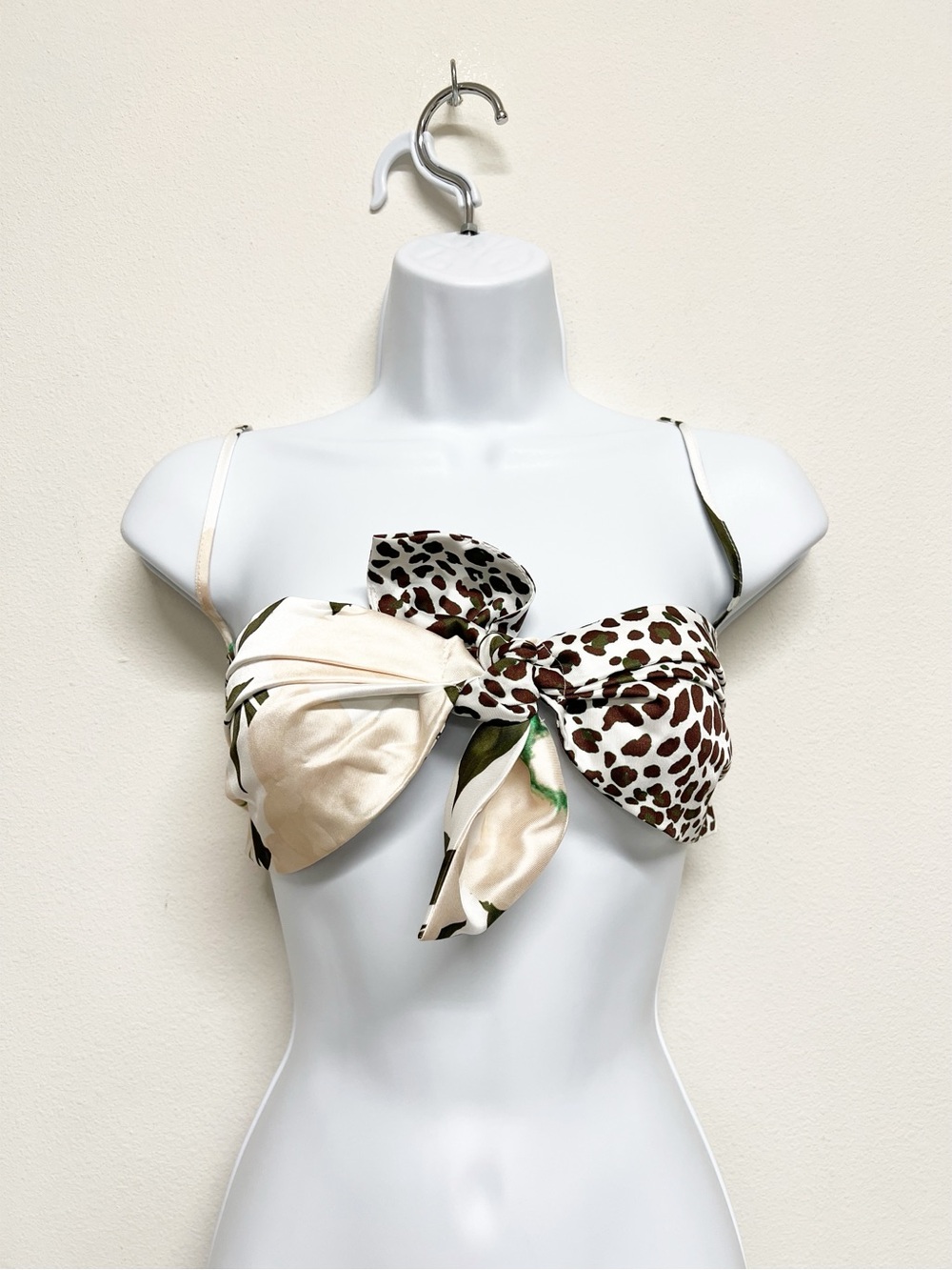 5 Progress Womens Tropical Leopard Print Tie Up Detail Satin Crop Top Size XS